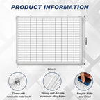 Lined Whiteboard Blank Grid Aluminum Frame Dry Erase Board Reusable Wall - Image 2