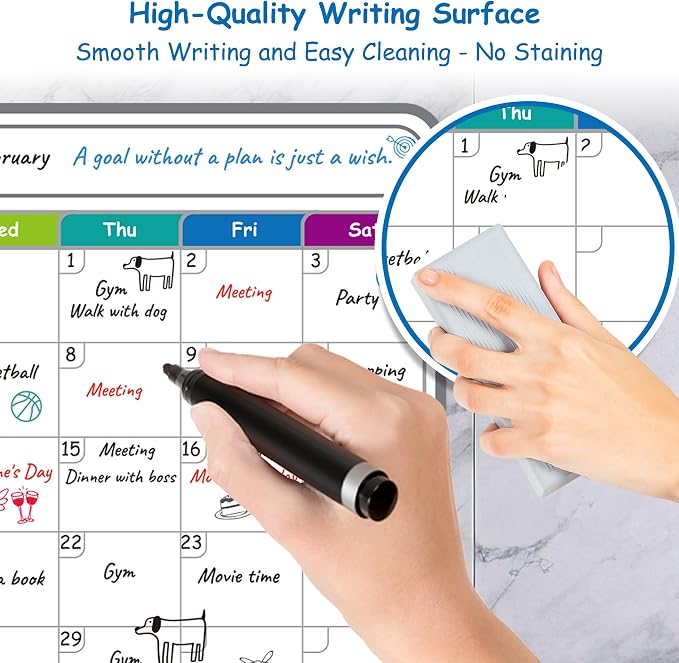 4-Pack Non-Magnetic Dry Erase Calendar Board Set – Monthly, to-Do List Planner - Image 5