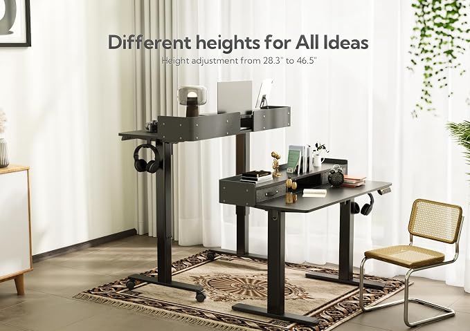 Claiks Standing Desk with Drawers, Adjustable Stand Up Electric Small Standing - Image 5