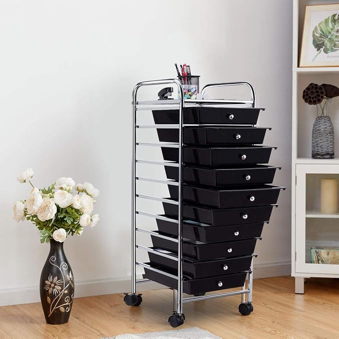 Giantex 10 Drawer Rolling Storage Cart Scrapbook Paper Office School Organizer - Image 2