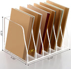SANRUI Acrylic Desk File Organizer, 6 Vertical Compartments Clear Magazine File - Image 2