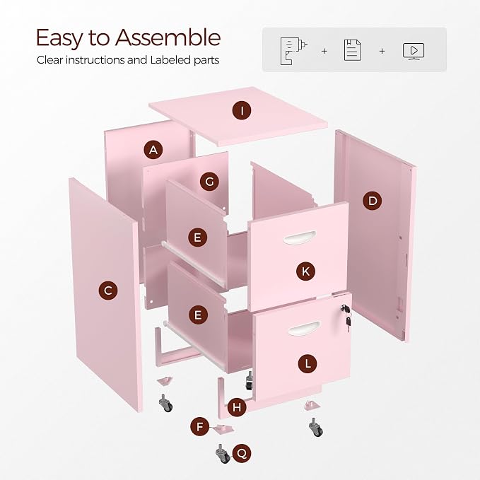 Kubohogar 2 Drawer Mobile File Cabinet - Image 6
