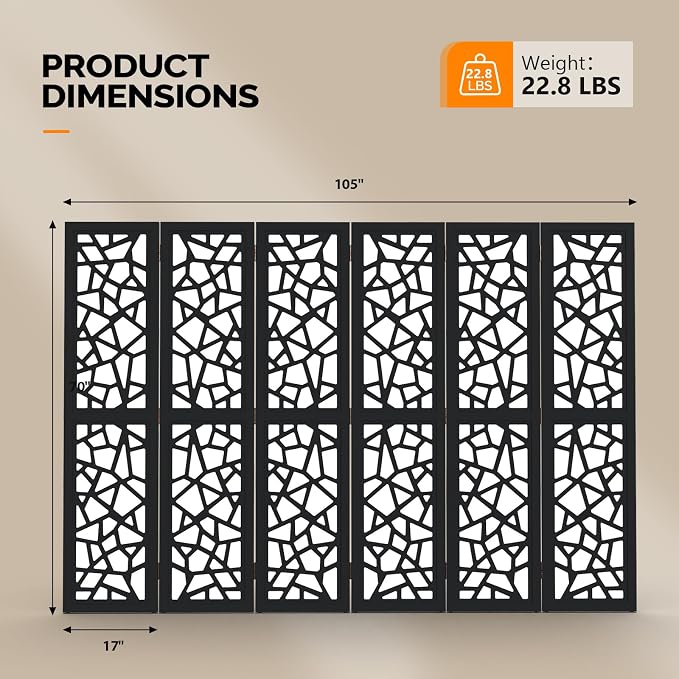VINGLI 70'' H Room Divider, Non-Woven Fabric Privacy Screen, Indoor Partition - Image 3