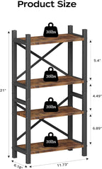 Desktop Bookshelf, 4-Tier Stackable Narrow Bookcase, Adjustable Industrial Desk - Image 3