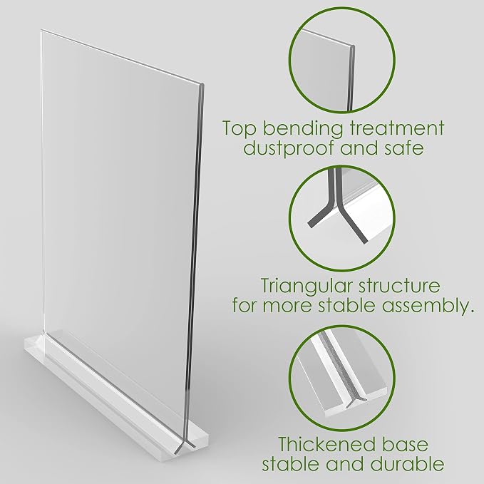 newnewshow Acrylic Sign Holder 5.5x8.5 Inch 3 Pack Vertical T Shape - Image 6