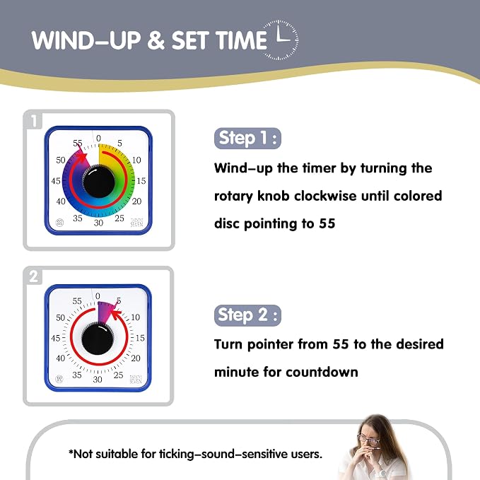 Visual Timer 7.5 inch; 60 Minute 1 Hour Countdown Timer - Image 3