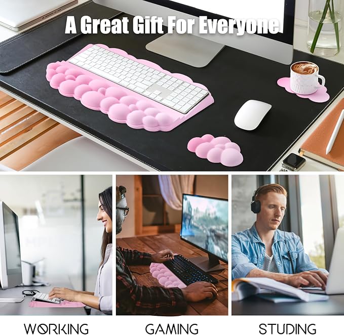 Wrist Rest with Keyboard Stand, Ergonomic Computer Wrist Support Pad, Cloud - Image 7