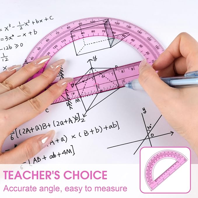 Hoiny 10 Pack Clear Protractor, 6 Inch Plastic Protractors, 180 Degrees - Image 5