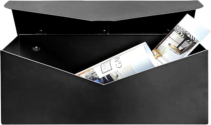 NACH Black Envelope Wall Mount Mailbox, Rust Resistant Metal Mailbox, Mailboxes - Image 8