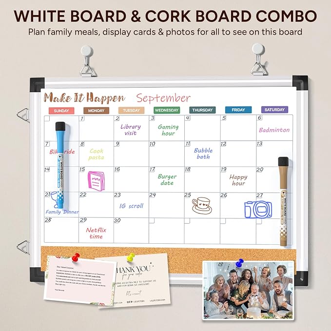 Monthly Dry Erase Board and Cork Board Combo - Image 3