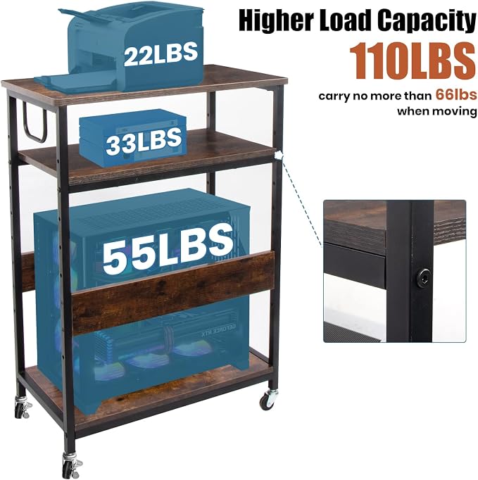 Extra Large Height Adjustable Computer Tower Stand, Computer & Machine Carts - Image 4