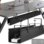 Desk Cable Management Tray, Fabric Cable Organizer, No Drill Large Clamp/Screw by Uawsyut