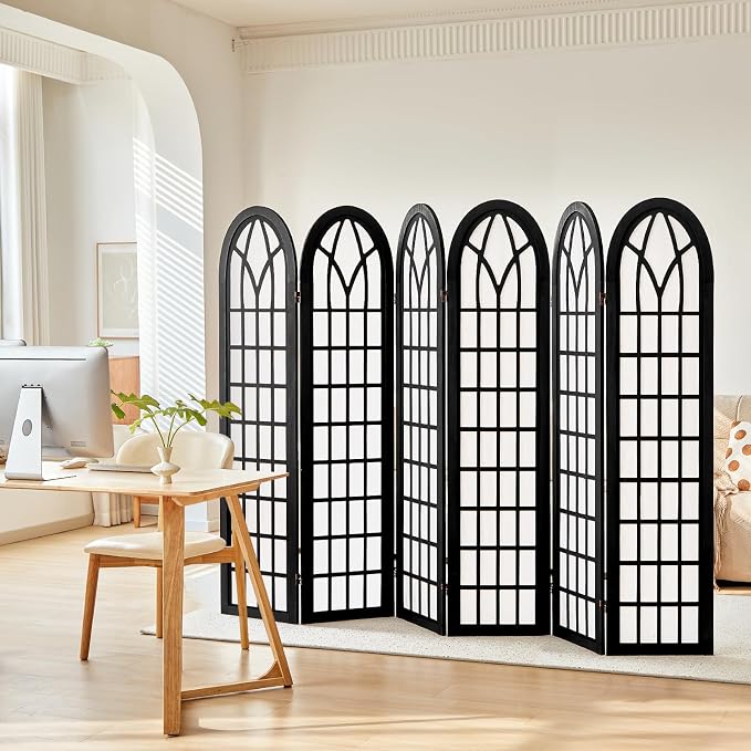 Asnefeli 6 Panel Japanese Room Divider, Shoji Style Partition Divider, Fully - Image 7