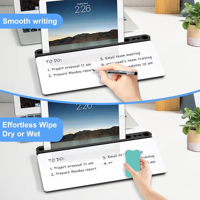 Desktop Glass Whiteboard with Storage, Desk White Board with Computer Keyboard - Image 5