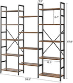 SUPERJARE Triple 5 Tier Bookshelf, Bookcase - Image 3