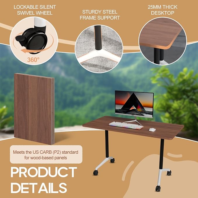 Folding Conference Table 4ft 5ft, Foldable Office Meeting Desk - Image 5