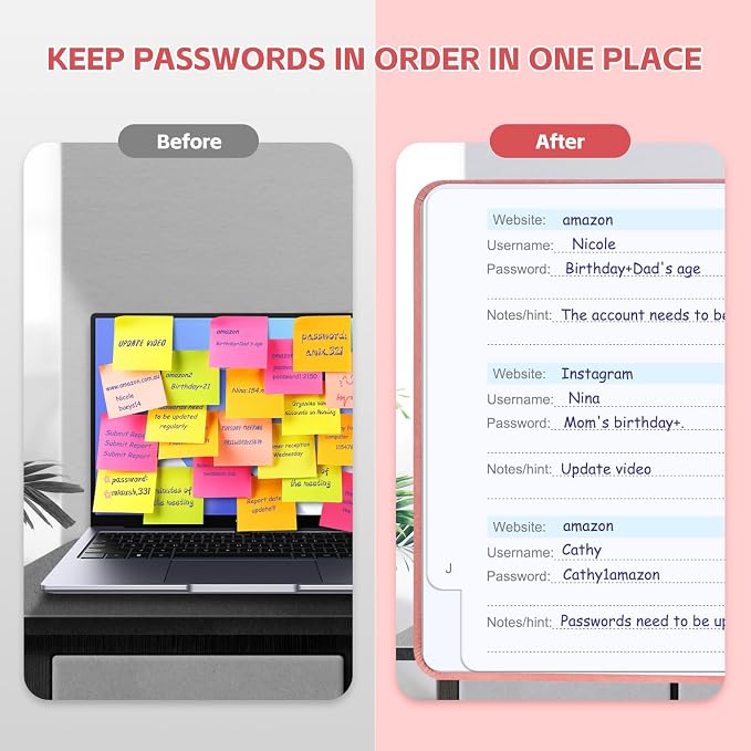 Password Keeper Book with Alphabetical Tabs，4.3"x5.7" Small Password Books - Image 5