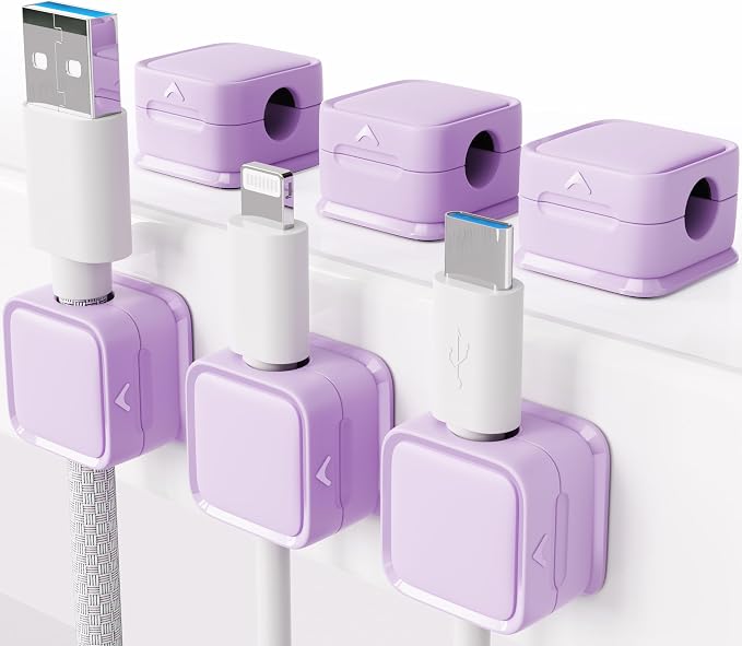 Cord Organizer Holder, 6 Pack Magnetic Desk Cable Clips Management, Hide Phone by smofish