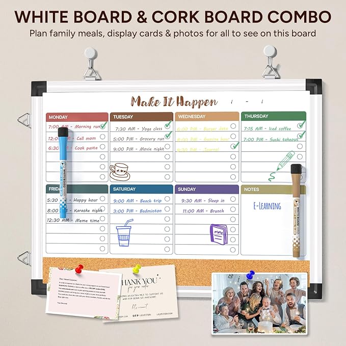 Weekly Dry Erase Board and Cork Board Combo - Image 2