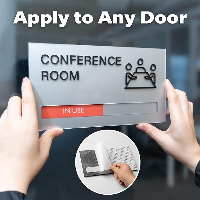 Conference Room Door Signs for Office, Meeting In Progress Door Sign, In Use - Image 5