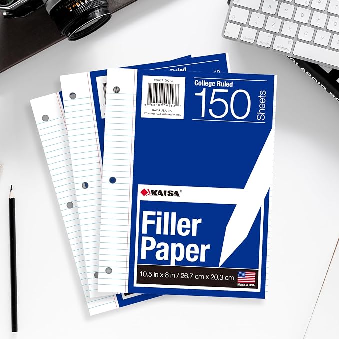 Kaisa3 Pack Notebook Paper College Ruled 3-Hole Punched Loose Leaf Paper 8x10.5 - Image 7