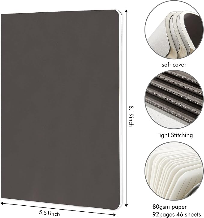 8 Pack Soft Cover Journal Bulk, Feela Notebooks College Ruled - Image 2