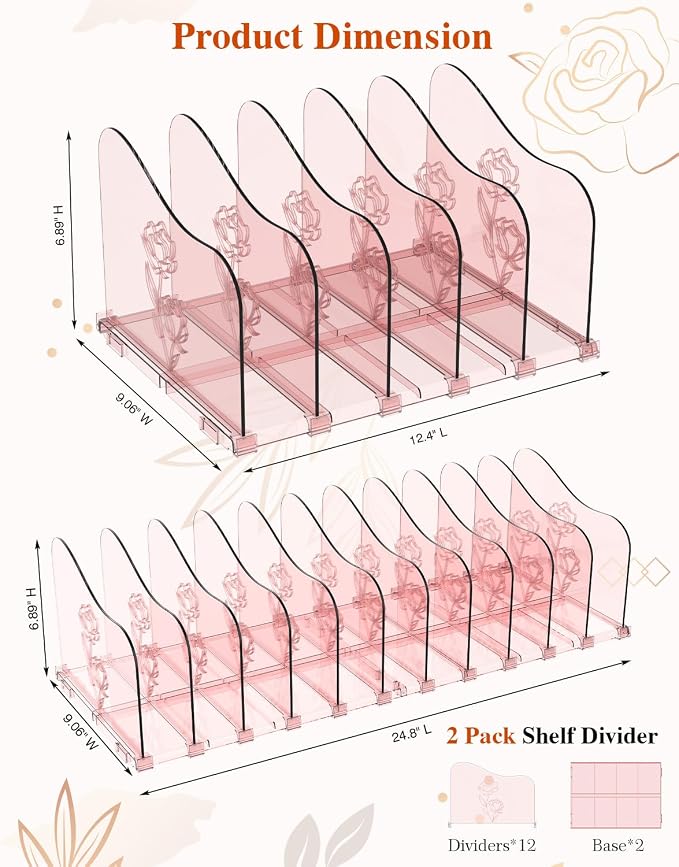 COWVTUJ Adjustable Rose File Organizer - Image 4