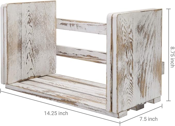 MyGift Rustic Expandable Whitewashed Wood Desktop Bookshelf/Adjustable Tabletop - Image 3