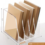 SANRUI Acrylic Desk Magazine File Organizer, 4 Vertical Compartments Clear - Image 2