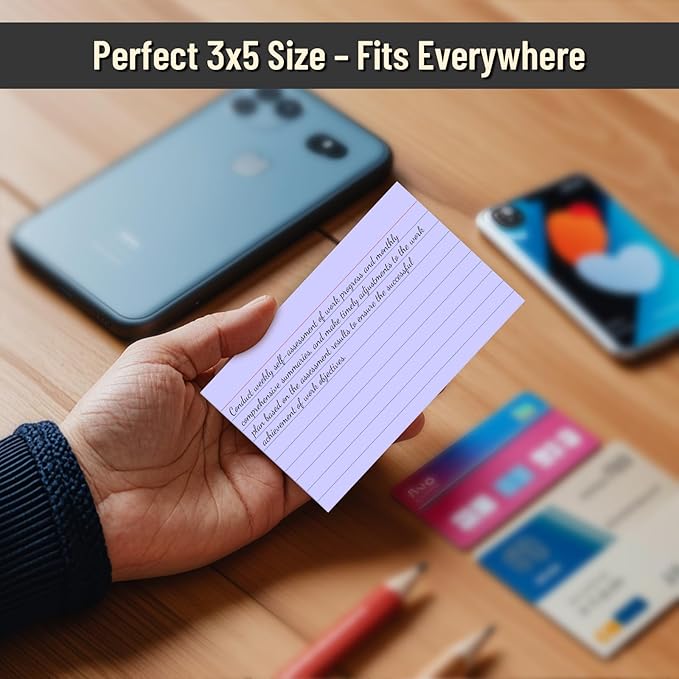 300 Count Index Cards 3 x 5 Inch Ruled Purple Index Cards, Flash Cards College - Image 4