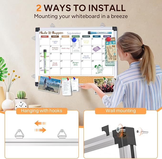 Monthly Dry Erase Board and Cork Board Combo - Image 2