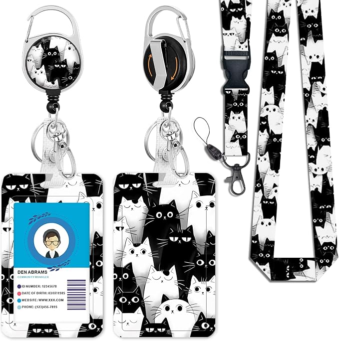 Giancomics Cat Lanyards for Id Badges, Cute ID Badge Holder by Giancomics