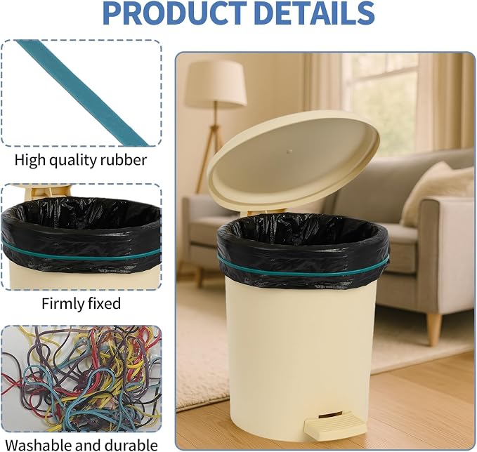 100Pack Trash Can Rubber Bands, 5 Colors Large Rubber Bands, Heavy Duty - Image 3