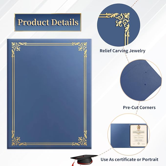 30 Packs Certificate Covers, Certificate Holders Gold Foil Border, - Image 3