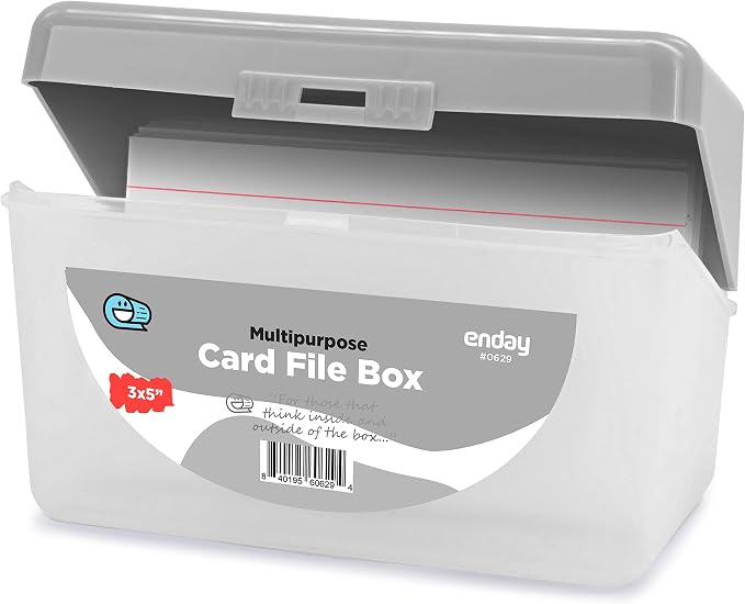 Enday Index Card Holder Grey, 3x5 Note Flash Card Organizer Case, Stackable by ENDAY