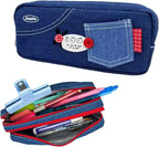 Haumei Canvas Pencil Case Large Capacity, Big Denim Pen Pouch by Unknown