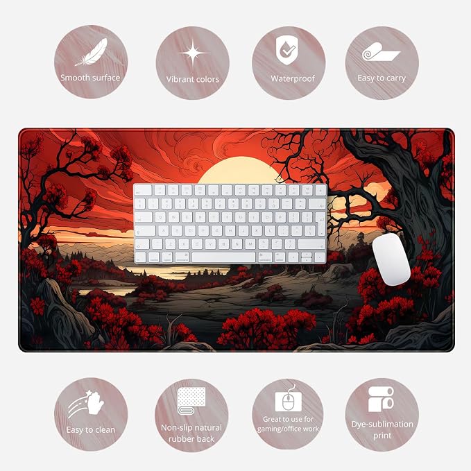 Red and Black Mouse Pad Japanese Mouse Pad XL Black Anime Big Mouse Pads - Image 6