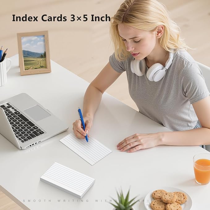 250 Count Index Cards 3 x 5 Inch, Heavyweight White Lined Note Cards Portable - Image 3