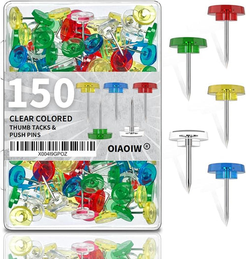 150 PCS Colored Push Pins for Wall Thumb Tacks for Walls Flat thumbtacks Push by OIAOIW