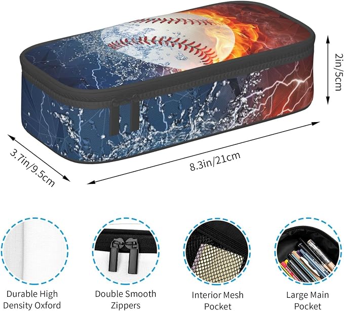SNAPMADE Baseball Pencil Case Sports Pencil Box - Image 3