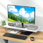 SSWOOD Monitor Stand Riser, Wood & Acrylic Computer Monitor Stand Desk Desktop - Image 2