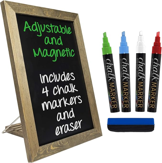 Excello Global Products Rustic Tabletop Chalkboard: Includes 4 Liquid Chalk by ExcelloGlobalProducts