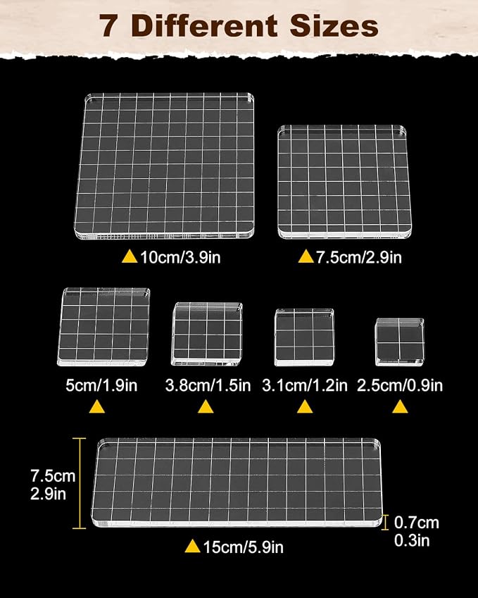 UCEC 7 Pieces Acrylic Stamp Block Clear Stamping Tools Set - Image 2