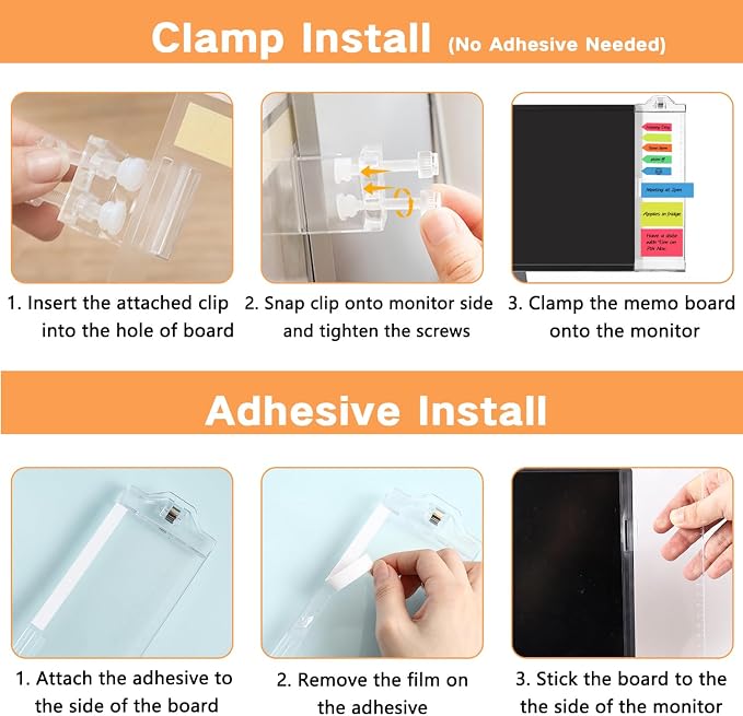 Monitor Memo Boards for Computer, Upgrade Transparent 3 PCS Multifunction - Image 5