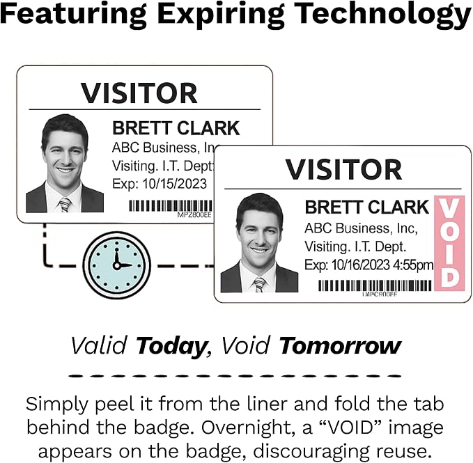 Threshold 3.25-inch Tab Expiring Visitor Badges on a Roll | 1 Roll Compatible - Image 2