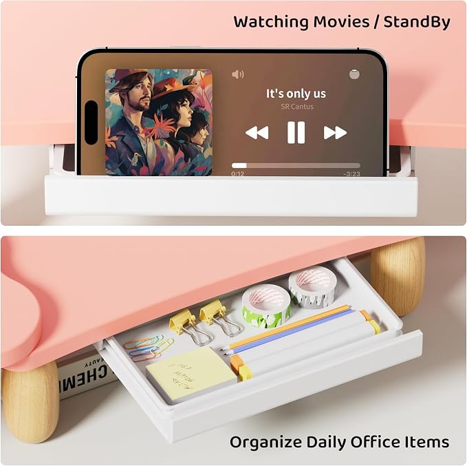 AFOOYO Dual Monitor Riser, Cookie-Shaped Adjustable Length & Swivel Angle - Image 5