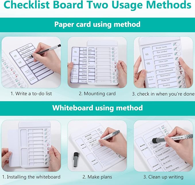 2Pcs Chore Chart for Kids to Do List Checklist Board Detachable Message Slider - Image 3