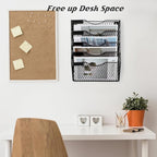 EASEPRES Mail Organizer Wall Mount, 5 Tier Metal Chicken Wire Hanging File - Image 4