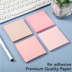 Thenshop 12 Pads Pink Sticky Notes 3''x3'', Self Stick Notes Pads Pink Office - Image 5