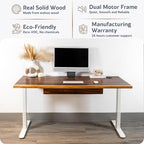 Standing Desk with Drawer – Walnut Solid Wood Desk, Natural Live Edge, - Image 3